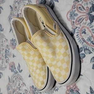 Slip on yellow check vans, women's size 7.5